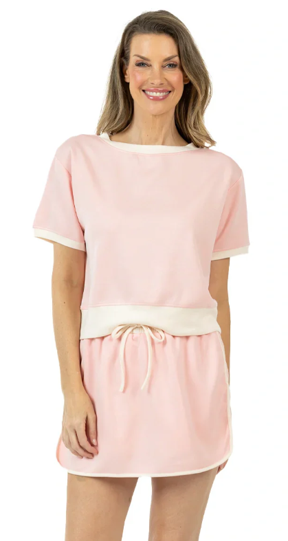 Light Pink and White Two Toned Skirt and Top Set