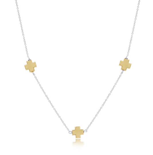 Choker Simplicity Chain Mixed Metal - Signature Cross Gold