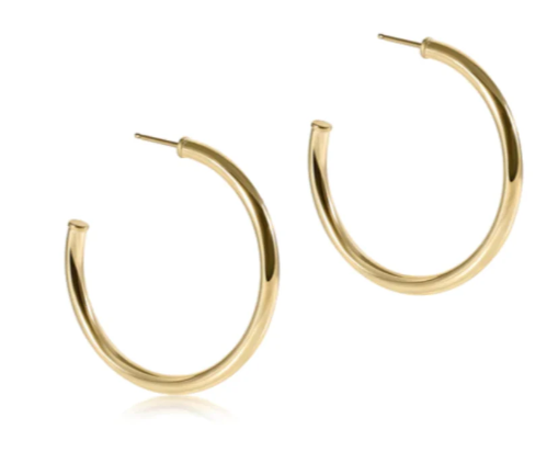 Round Gold 1.5" Post Hoop - 3mm - Smooth