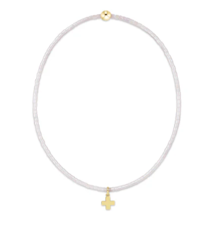 Hope Classic Silky White Bracelet - Signature Cross Small Gold Charm