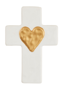 Ceramic Gold Heart Cross