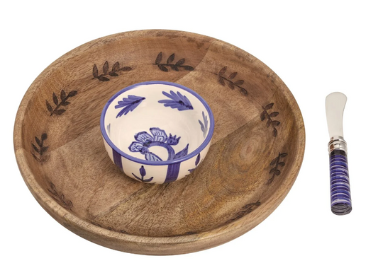 Wood and Ceramic Chip and Dip