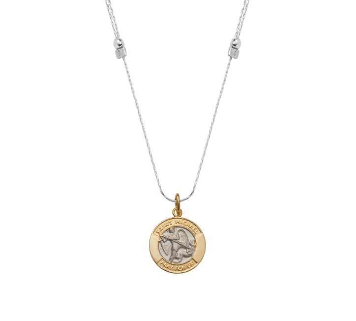 Saint Michael Chain Slider Necklace - Silver
