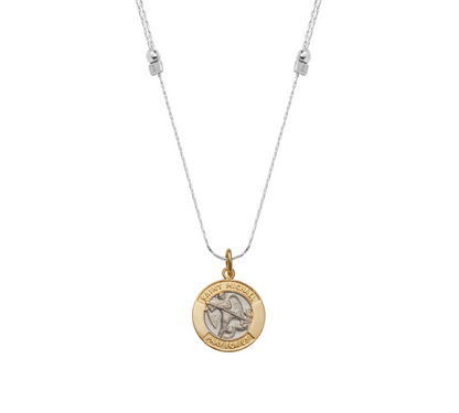Saint Michael Chain Slider Necklace - Silver