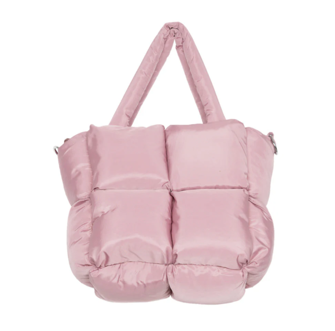 Mini Puffer Tote Purse - Mauve