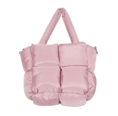 Mini Puffer Tote Purse - Mauve