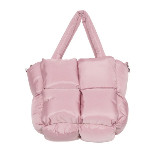 Mini Puffer Tote Purse - Mauve