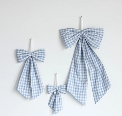 Baby Blue Gingham Fabric Bows