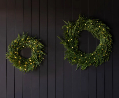Norfolk & Cypress Mixed Wreath - 24" LED