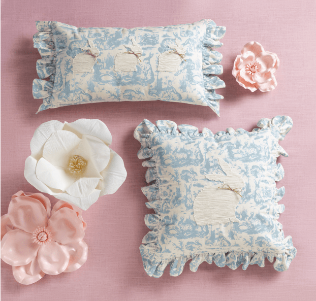 Lumbar Toile Bunny Pillow