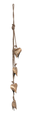 25-3/4" Metal Hearts on Jute Rope