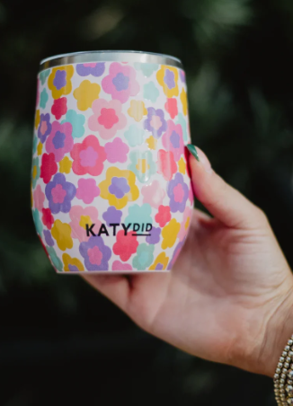 Groovey Flowers Stainless Steel Wine Tumbler