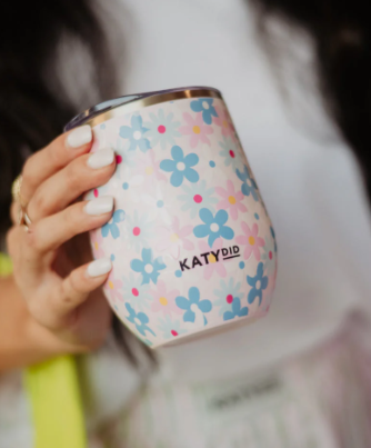 Dainty Florals Pink Wine Tumbler Cup