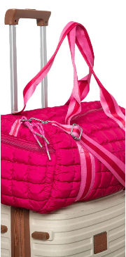 Hot Pink Striped Quilted Duffel Bag
