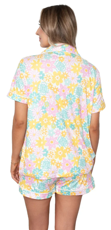 Spring Flowers Pajama Shorts Set