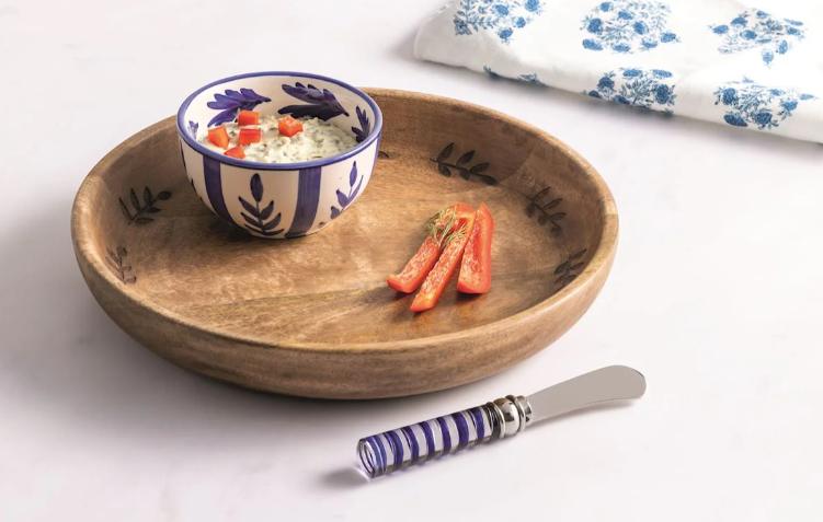 Wood and Ceramic Chip and Dip