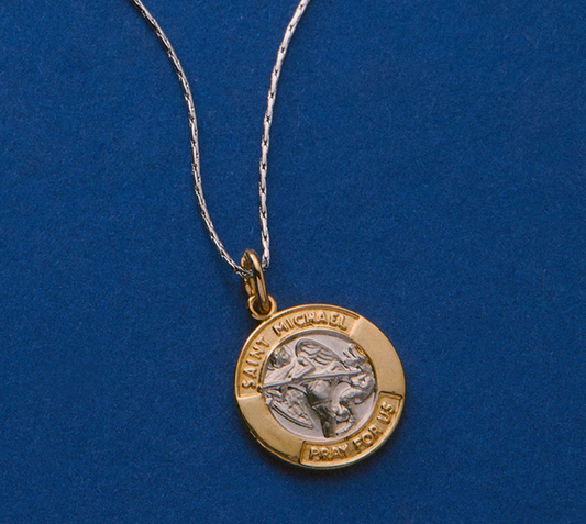 Saint Michael Chain Slider Necklace - Silver