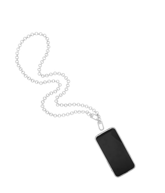 Phone Crossbody with Silver Metal Chain - Hands-Free Phone Chain