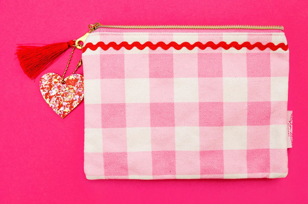 Red/Pink Pom Pom Pouch