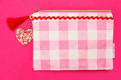 Red/Pink Pom Pom Pouch