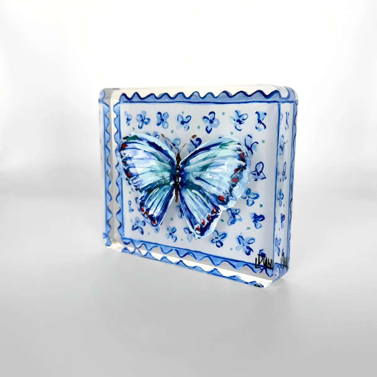 Blue Butterfly Floral Block