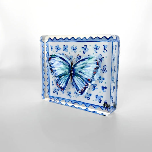 Blue Butterfly Floral Block