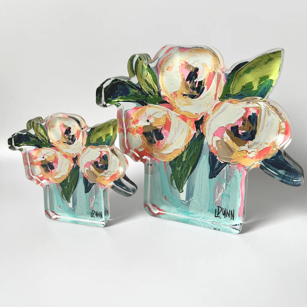 Acrylic Block - Pink And White Peonies
