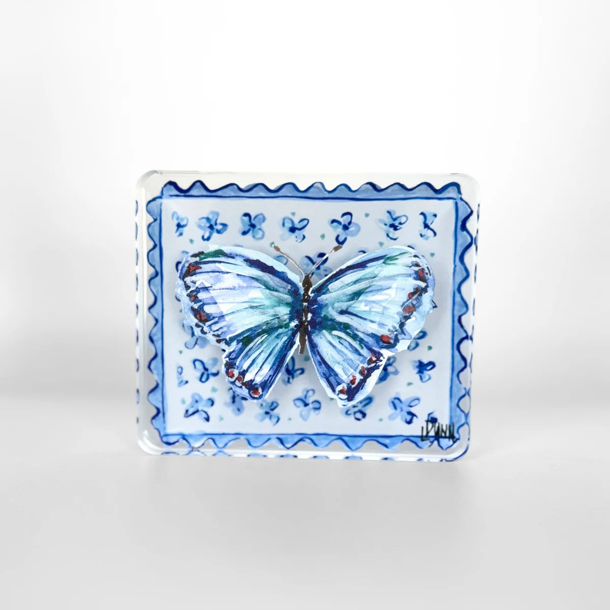 Blue Butterfly Floral Block