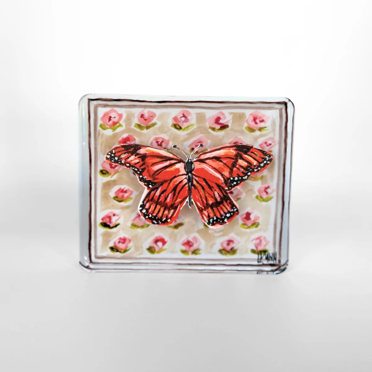 Monarch Butterfly Peach Block - small