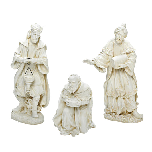 Ivory Resin Nativity 3 Kings - 27"