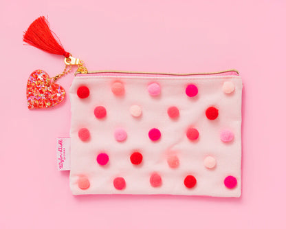 Red/Pink Pom Pom Pouch