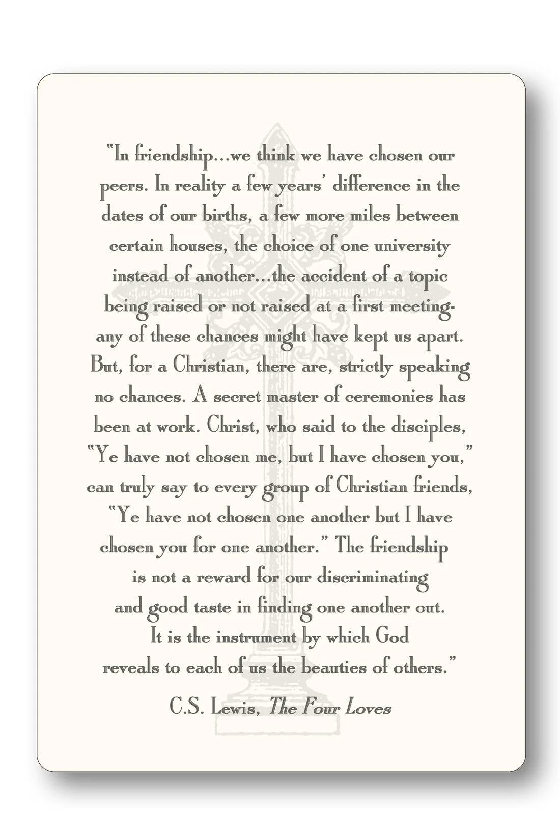 Prayer Cards of "The Four Loves" by CS Lewis