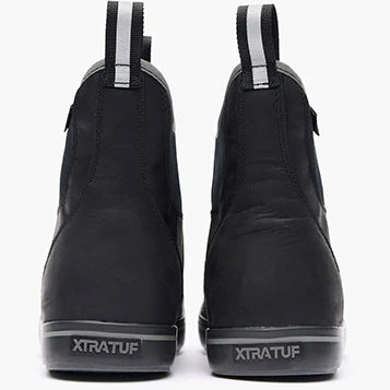 Men's Leather Ankle Deck Boots - Black