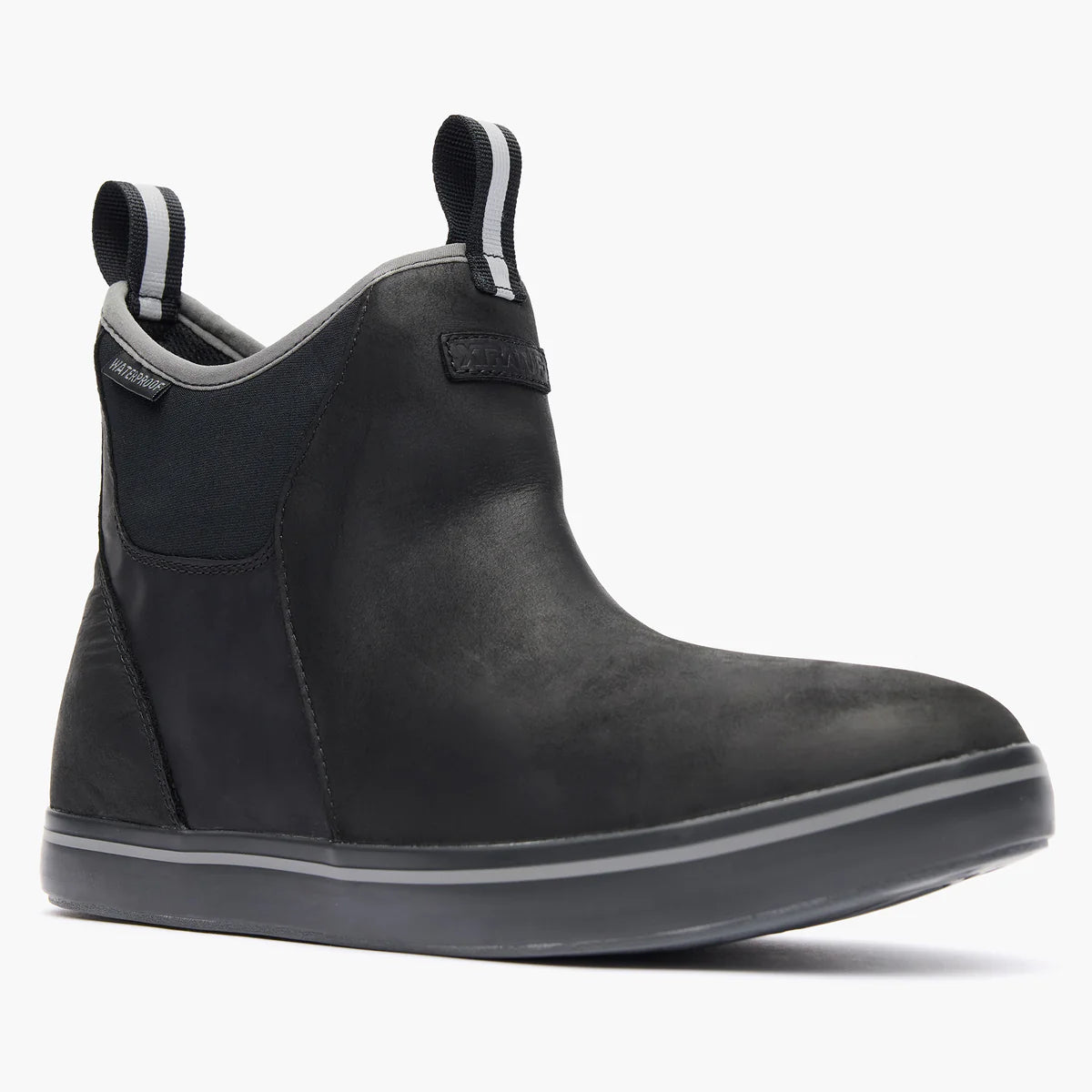 Men's Leather Ankle Deck Boots - Black