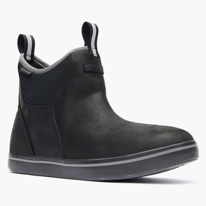 Men's Leather Ankle Deck Boots - Black