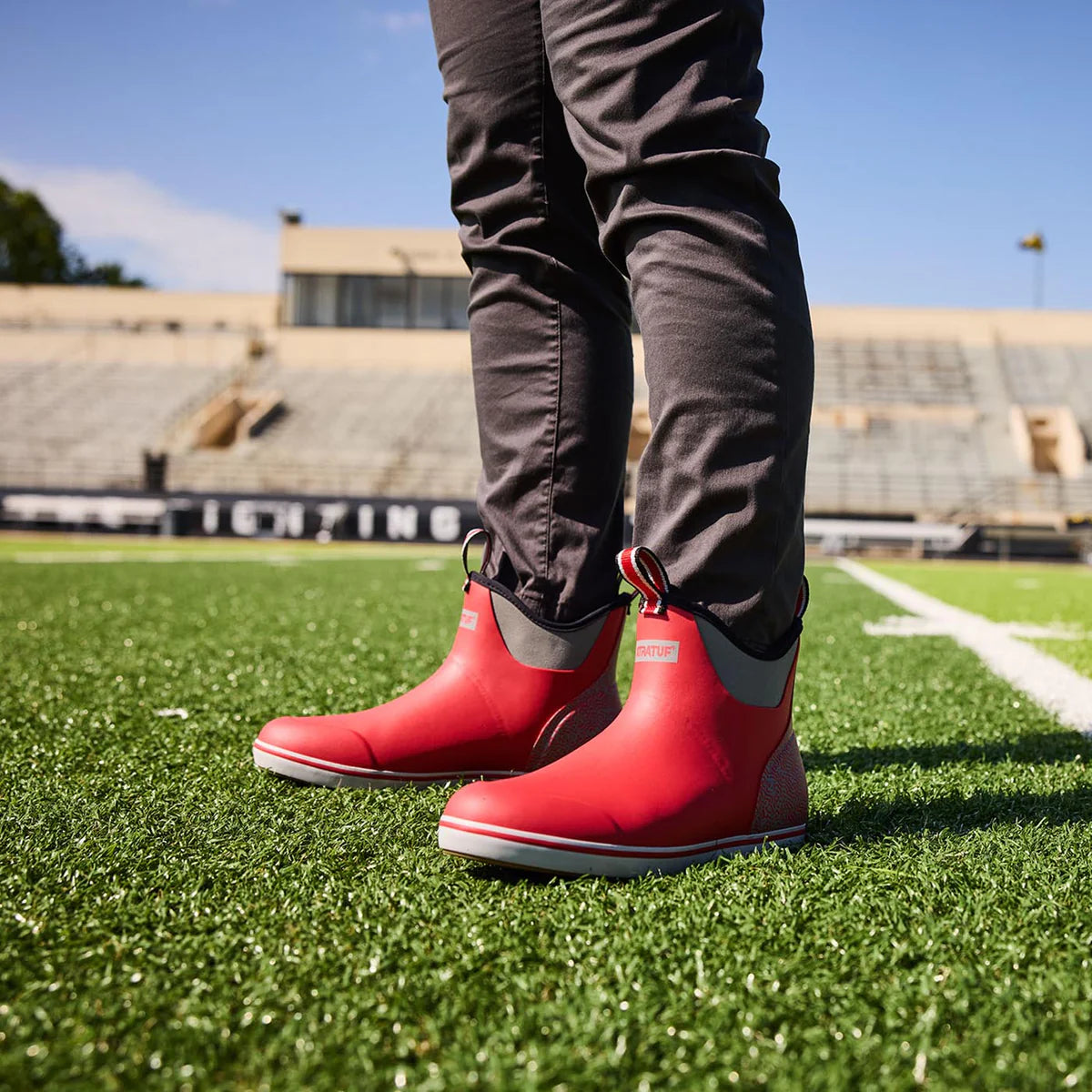 Men's Tailgate Ankle Deck Boots - Red Grey