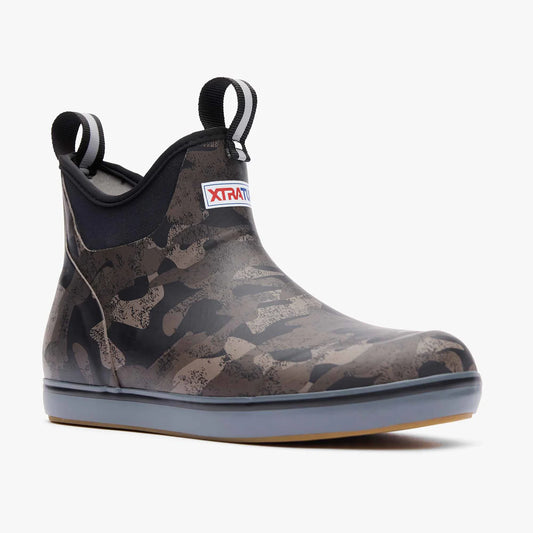 Women's Black Camo Ankle Deck Boots - Camouflage