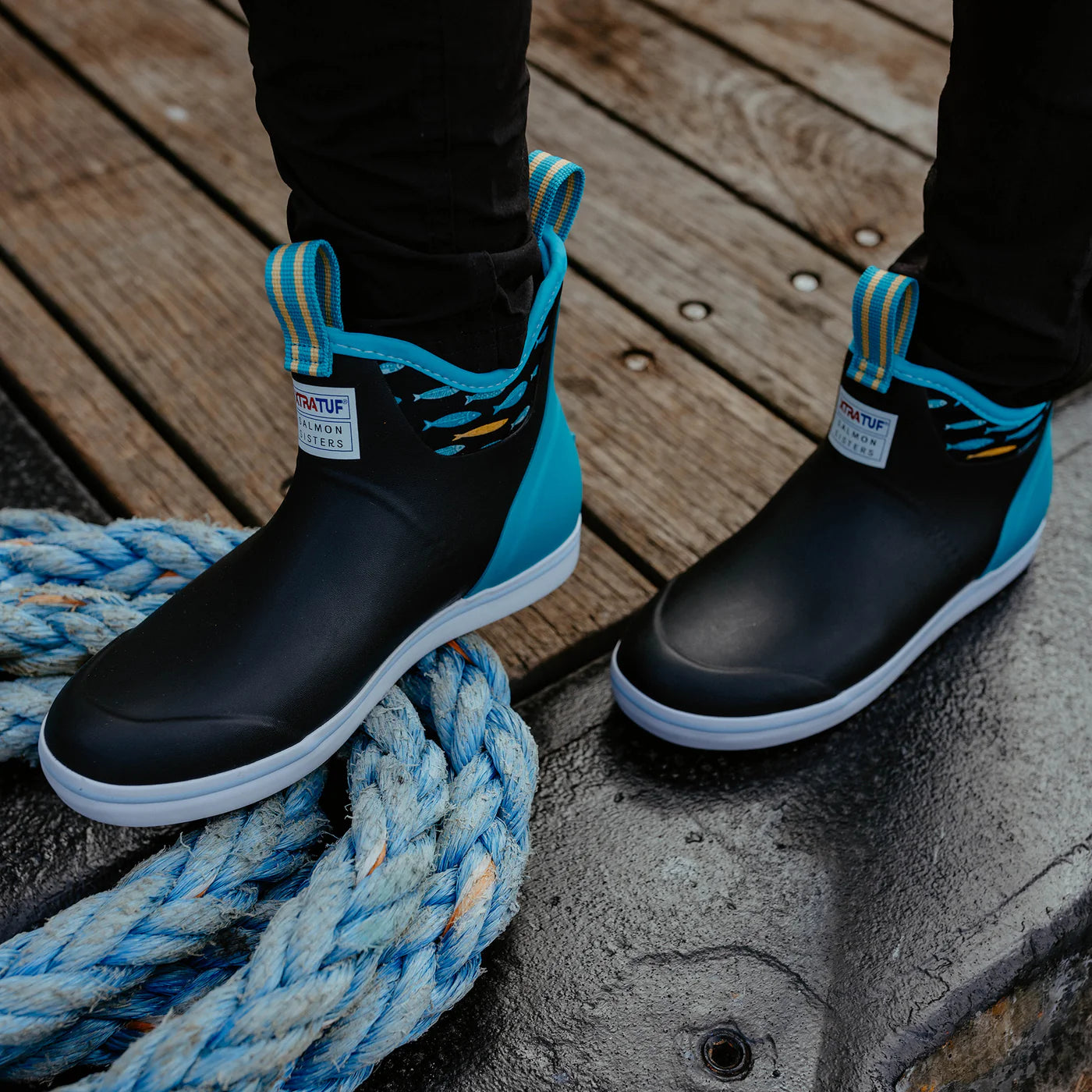 Women's Salmon Sisters Ankle Deck Boots - Black