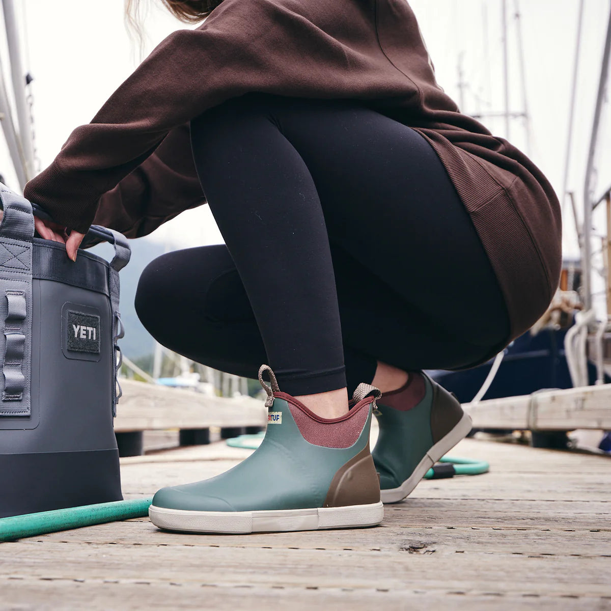 Women's Vintage Ankle Deck Boots - Green