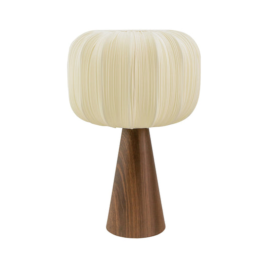 Wood Table Lamp with Pleated Fabric Shade