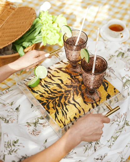 Large Handled Acrylic Tray - Bengal Print