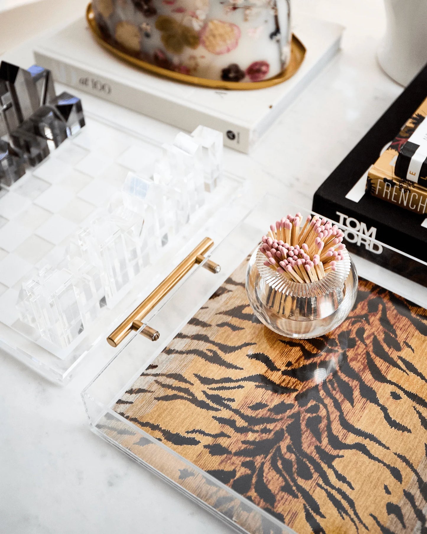Large Handled Acrylic Tray - Bengal Print