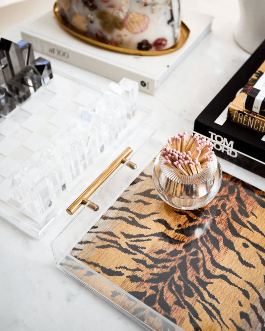 Large Handled Acrylic Tray - Bengal Print