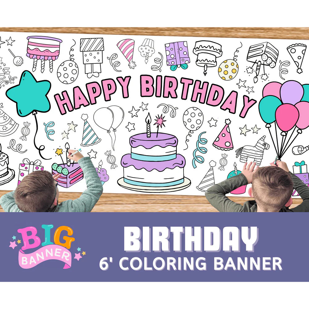 Happy Birthday Coloring Banner