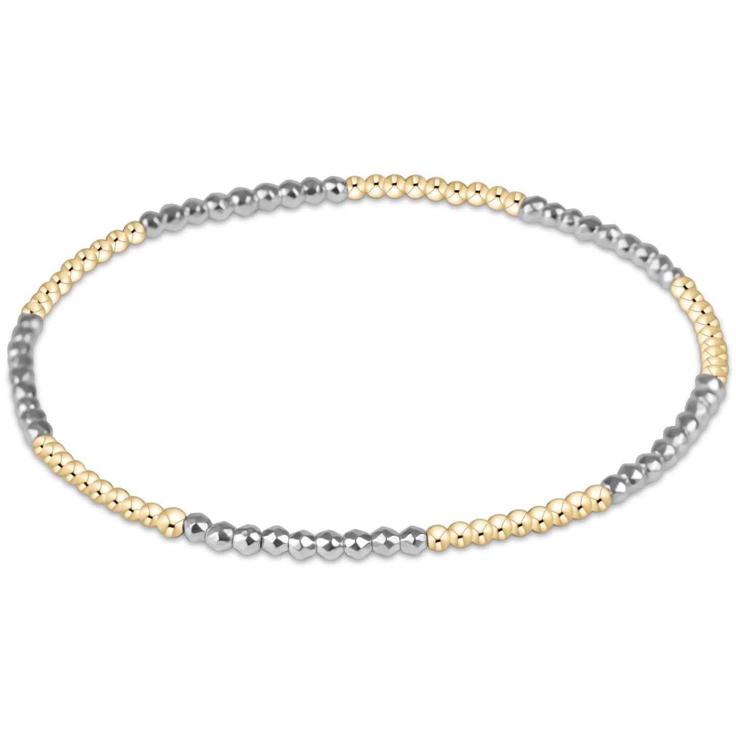 Blissful 2mm Bead Bracelet - Bright Silver Hematite
