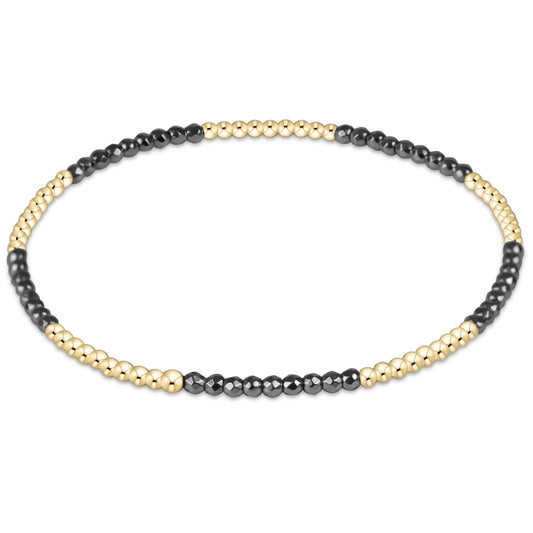 Blissful 2mm Bead Bracelet - Silver Hematite