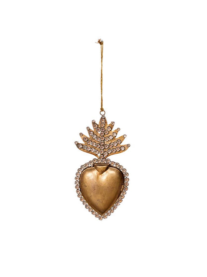 Hanging Ex-Voto Bone & Gold Heart
