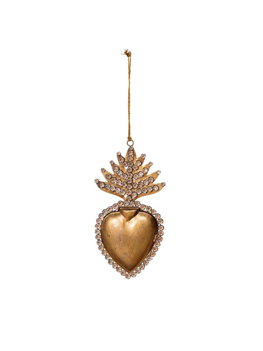 Hanging Ex-Voto Bone & Gold Heart