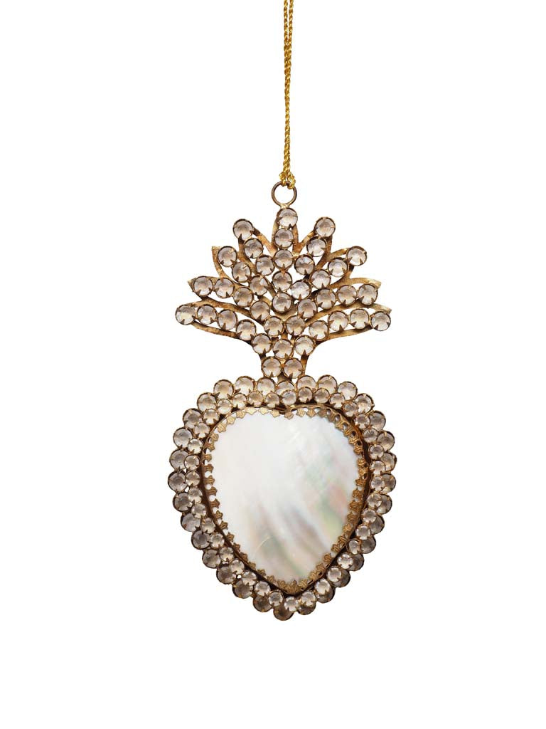 Hanging Ex-Voto Bone & Gold Heart