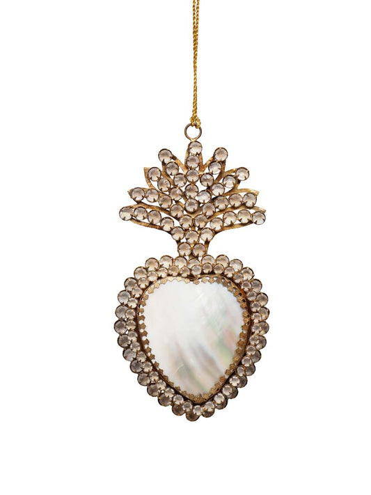 Hanging Ex-Voto Bone & Gold Heart